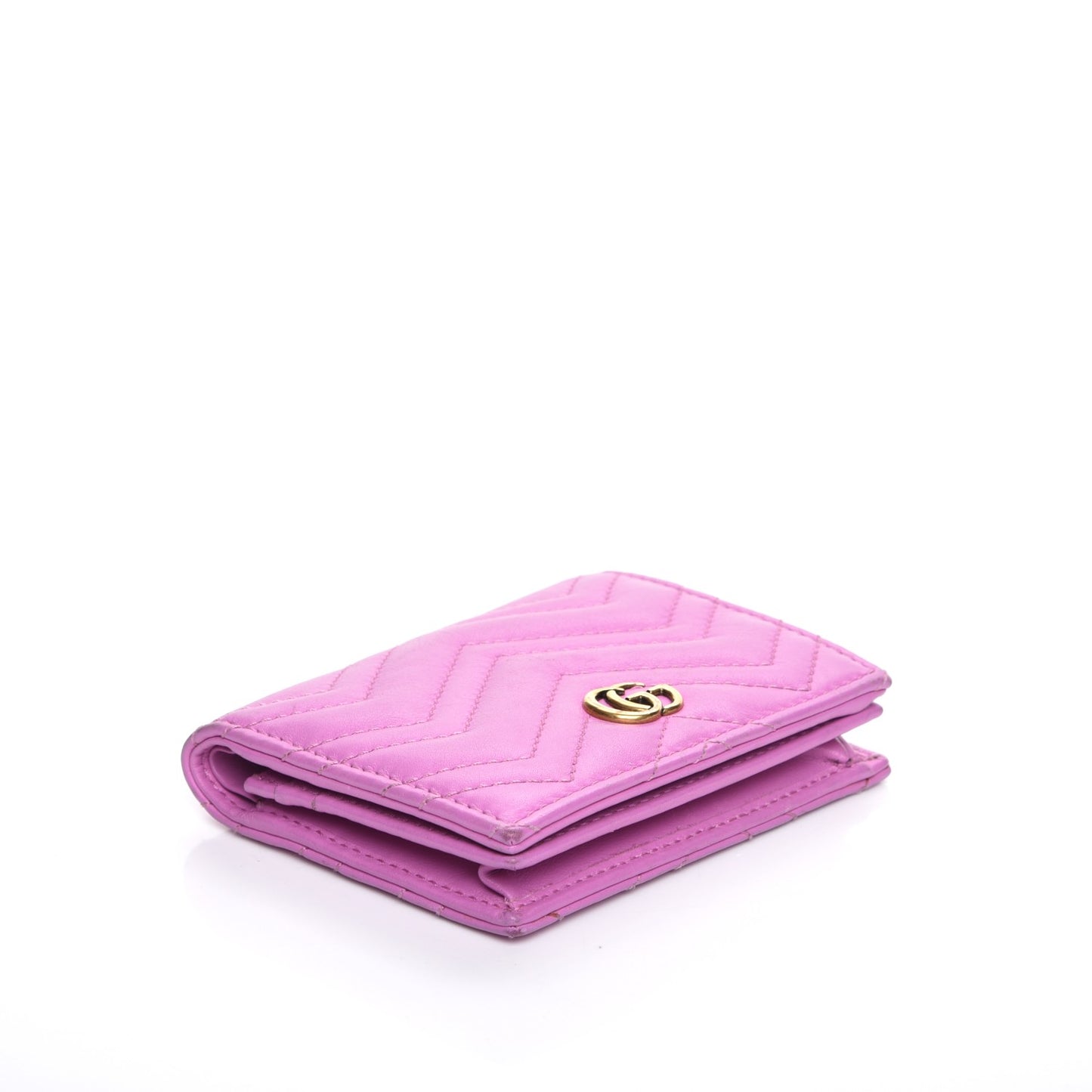 Calfskin Matelasse GG Marmont Card Case Candy Mousse