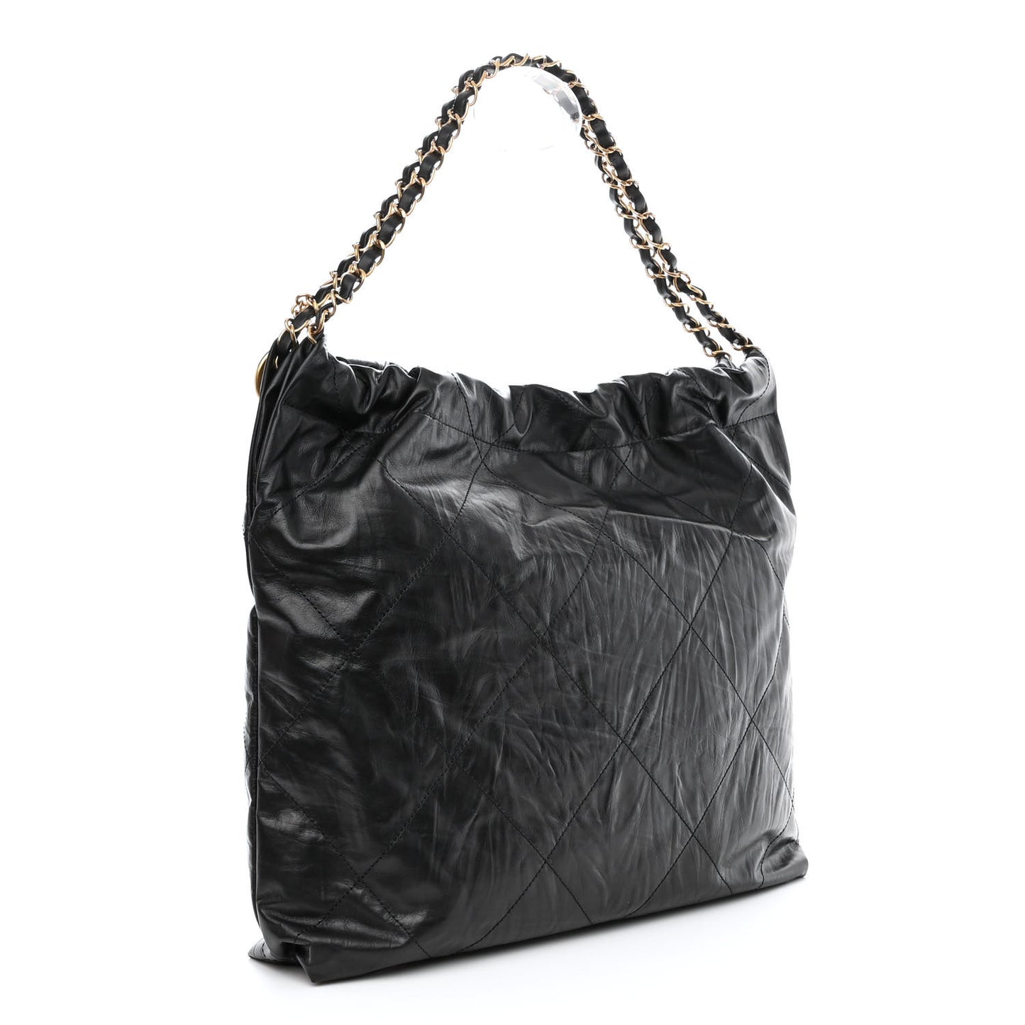 Crumpled Calfskin Quilted Chanel 22 Black