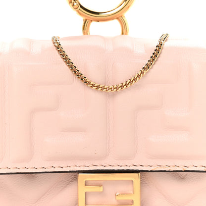 Fendi Nappa Matisse FF Embossed Nano Baguette Charm Rosa Quarzo 8 of 11