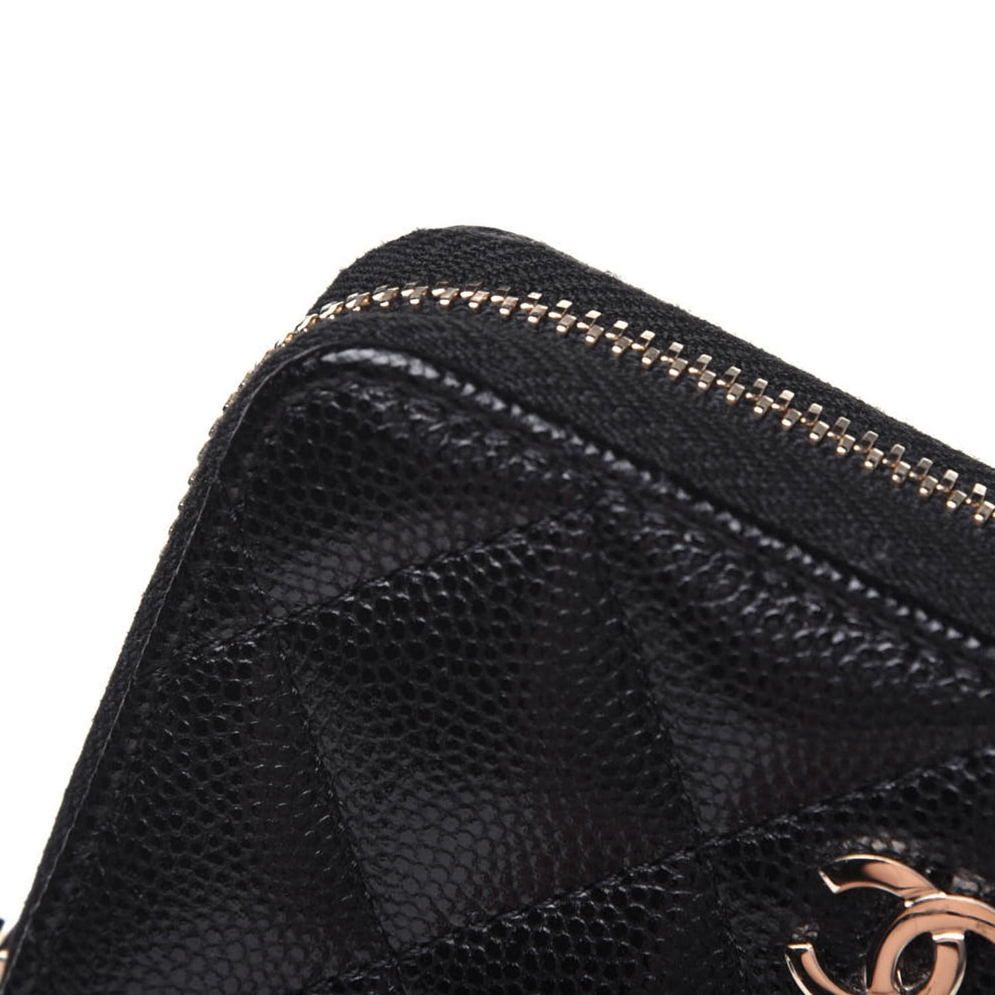 Caviar Quilted Zip Coin Purse Black