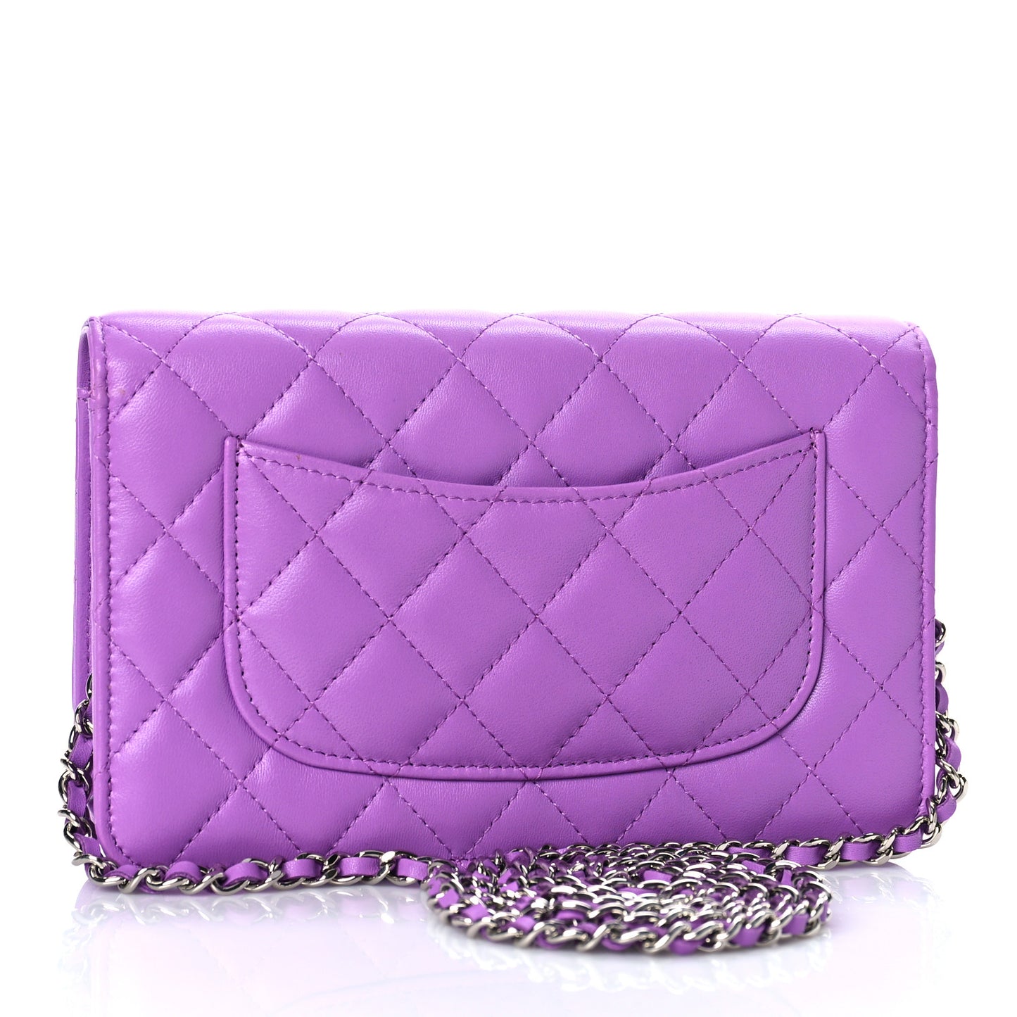 Lambskin Quilted Wallet On Chain WOC Light Purple