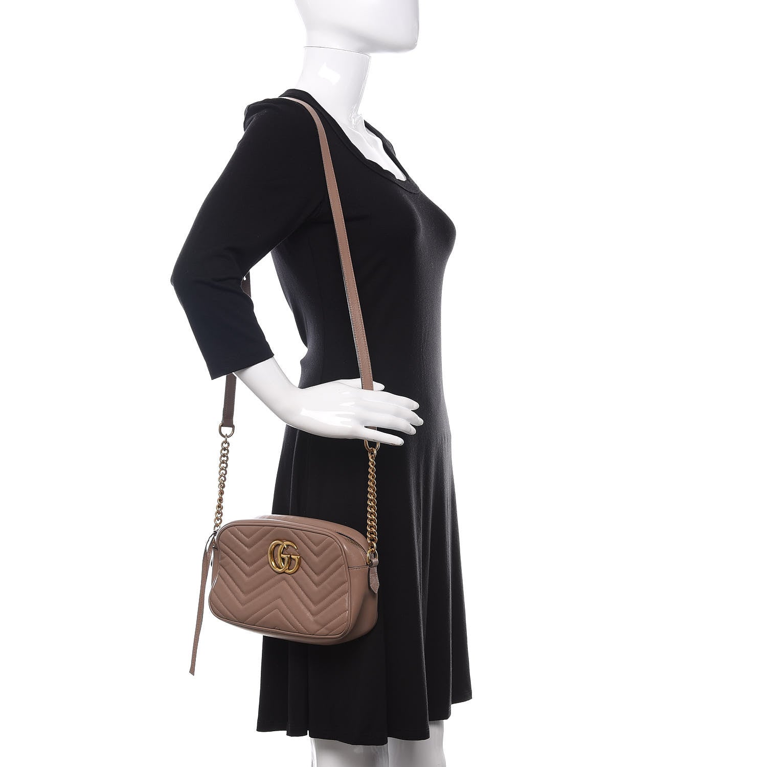 Gucci Calfskin Matelasse Small GG Marmont Chain Shoulder Bag Porcelain Rose 2 of 20