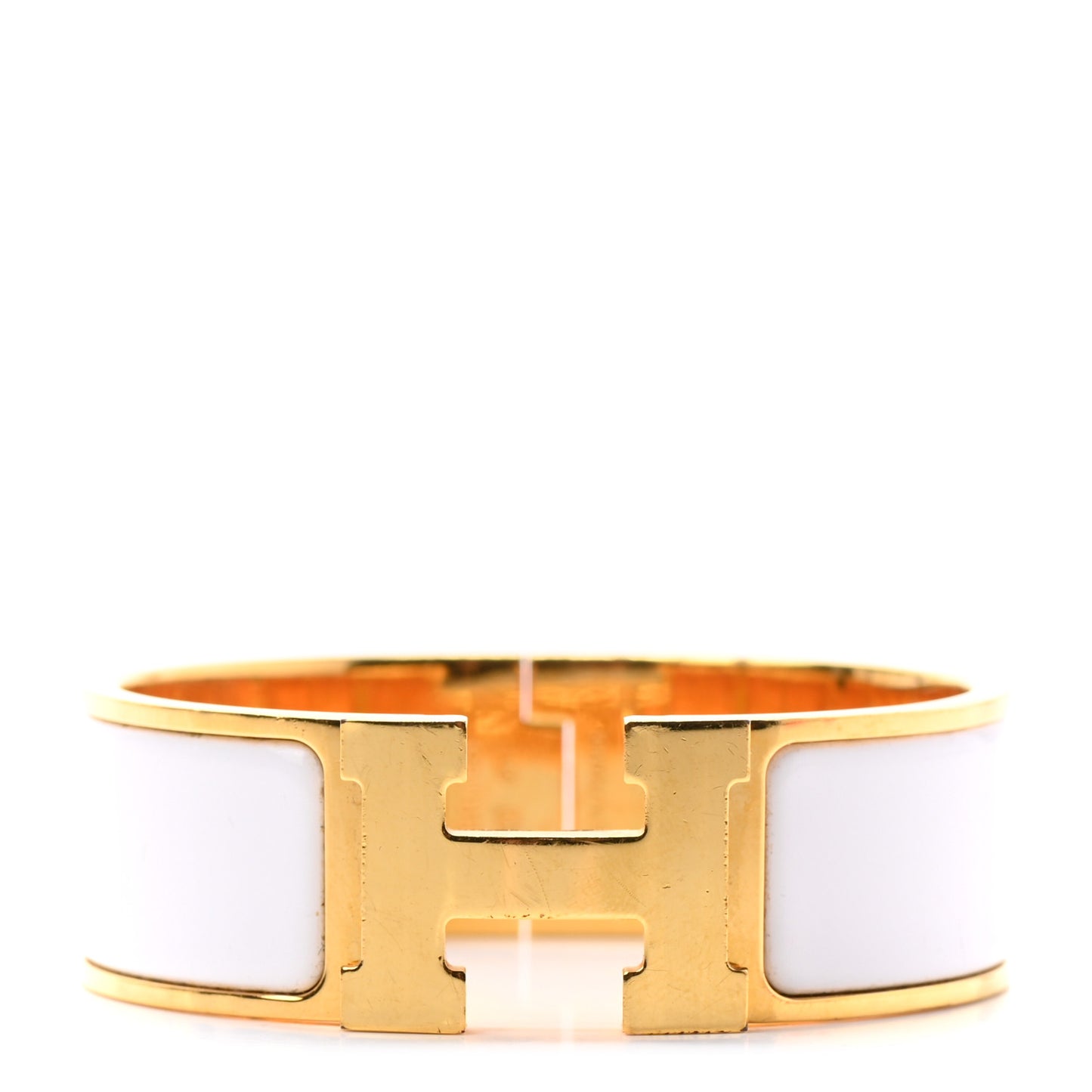 Enamel Wide Clic Clac H Bracelet GM White