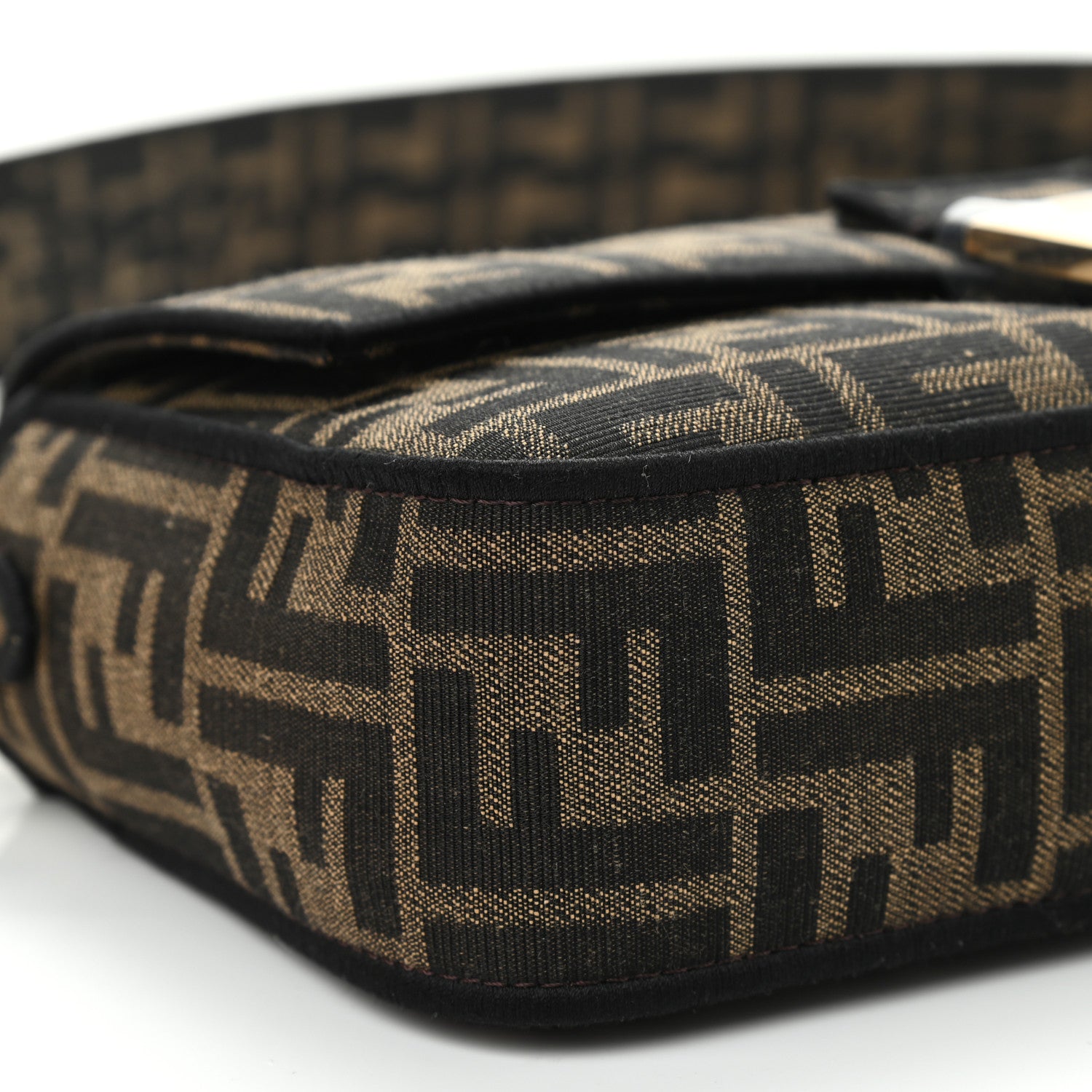 Fendi Fabric Jacquard FF 1974 Medium Baguette Tobacco Moro Black 9 of 10