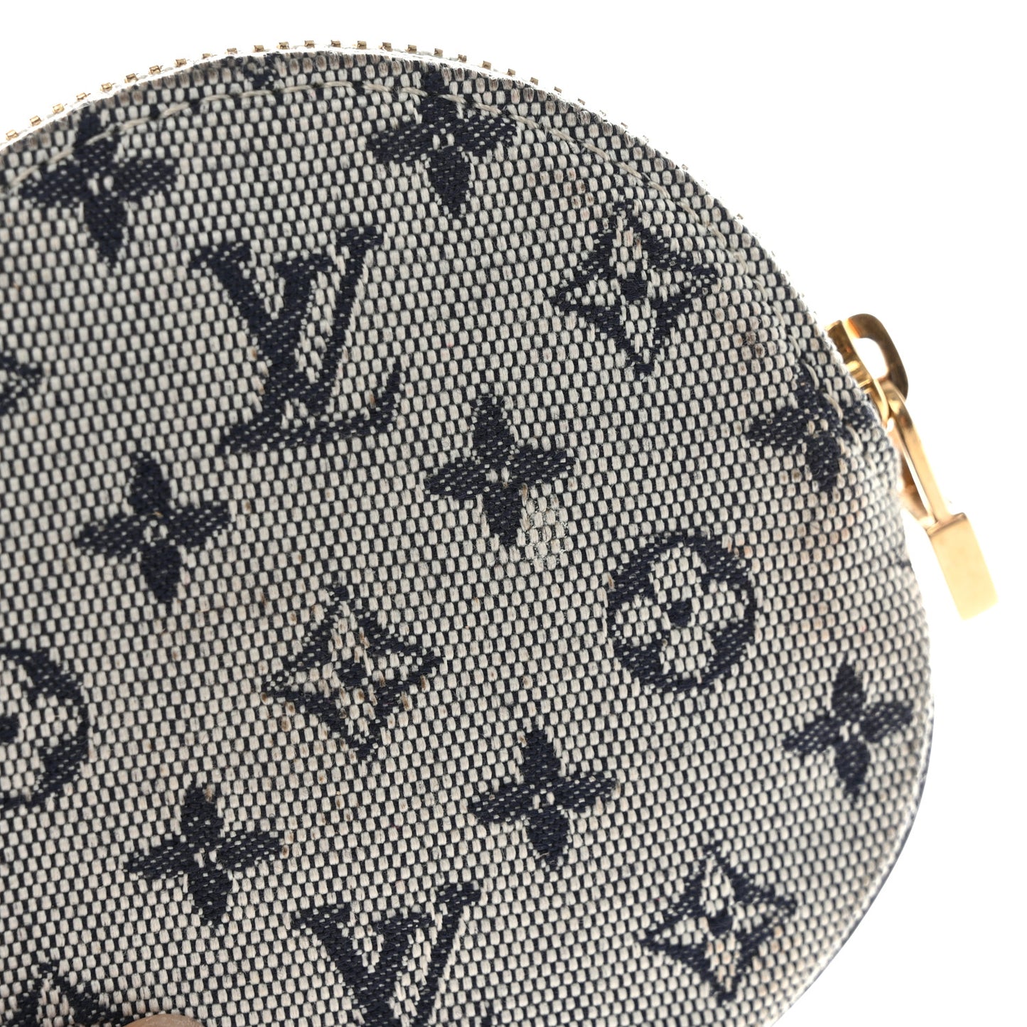 Mini Lin Croisette Round Coin Purse Blue