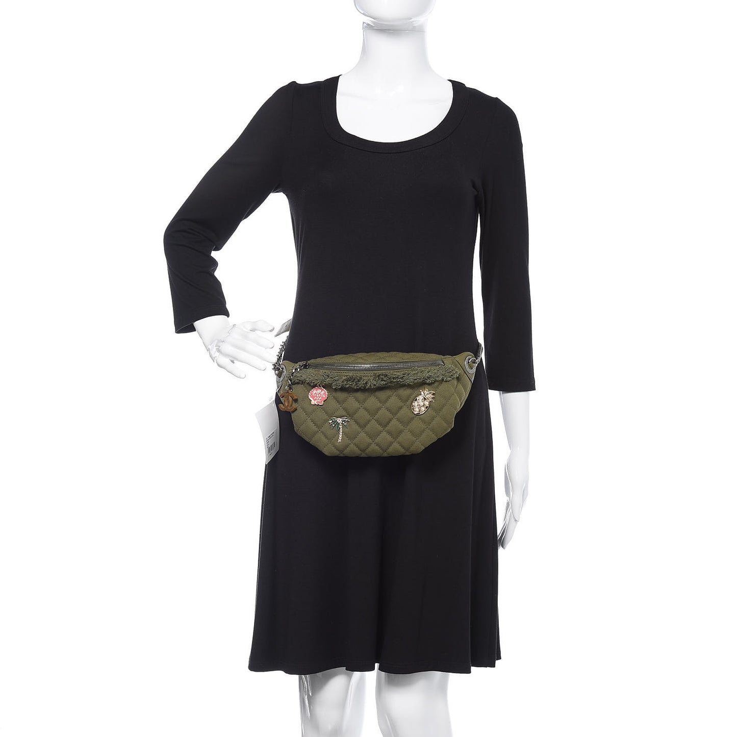 Canvas Lambskin Quilted Coco Cuba Charms Waist Bag Khaki