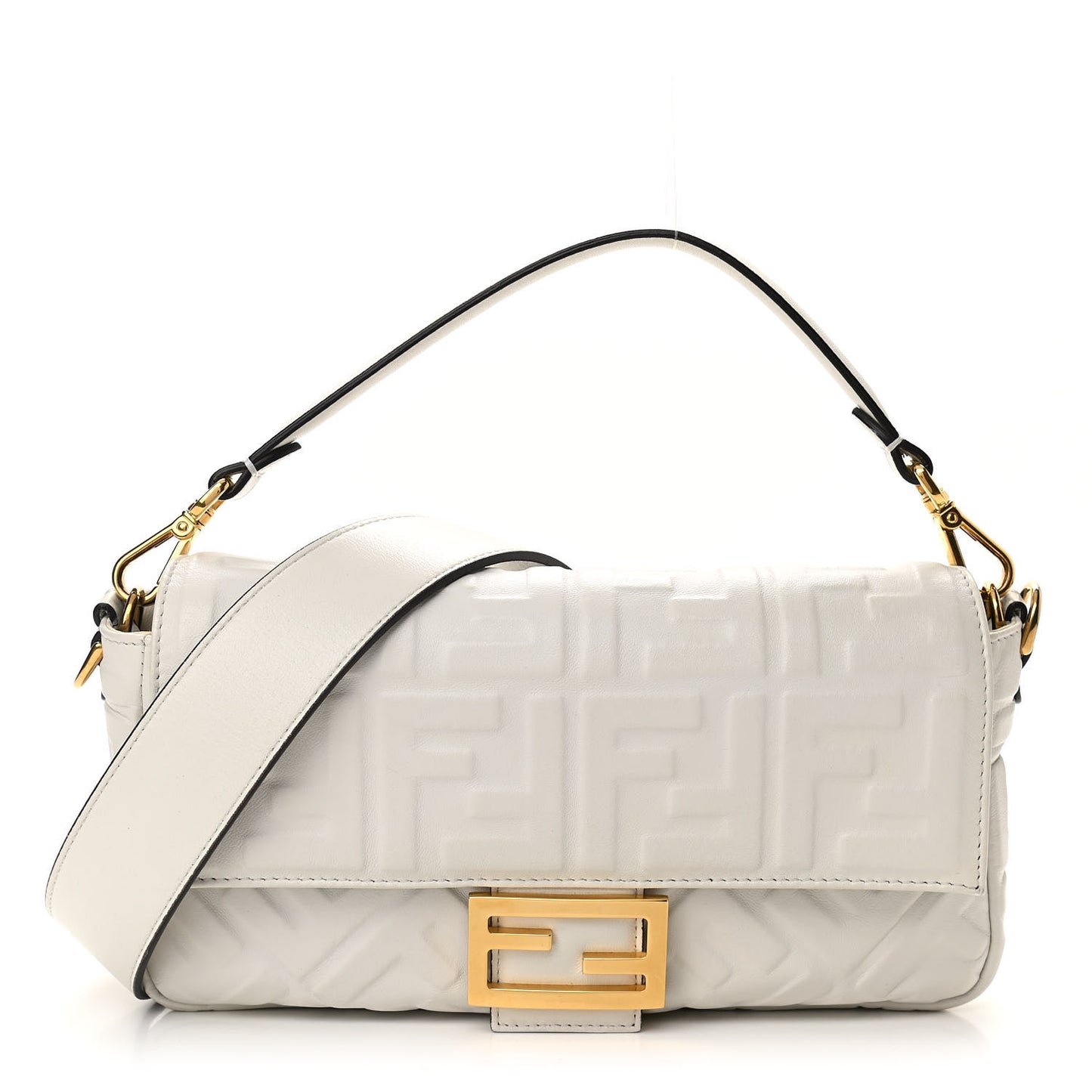 Nappa FF 1974 Embossed Baguette White