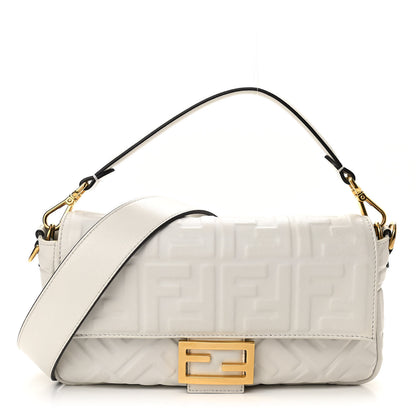 Fendi Nappa FF 1974 Embossed Baguette White 1 of 9