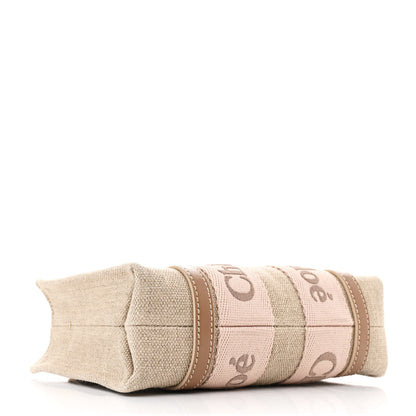Chloe Linen Calfskin Mini Woody Ribbon Tote With Strap Blushy Beige 4 of 11
