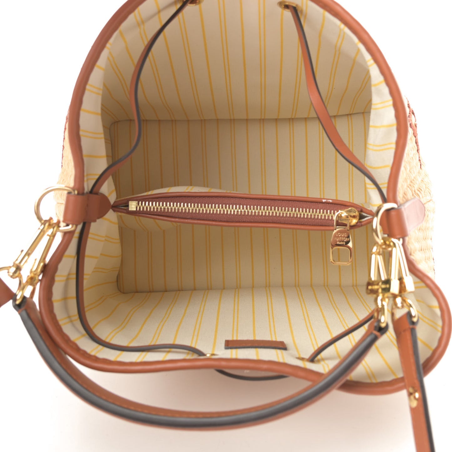 Raffia Calfskin Monogram Neonoe MM Tan