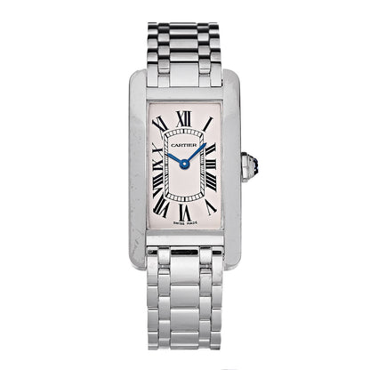 Cartier 18K White Gold 19mm Tank Americaine Quartz Watch 1 of 8