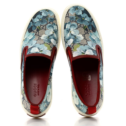 Gucci GG Supreme Monogram Blooms Womens Slip On Sneakers 37 Beige Blue Navy Red 2 of 11