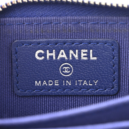 Chanel Lambskin Quilted Zip Around Coin Purse Wallet Blue 7 of 14