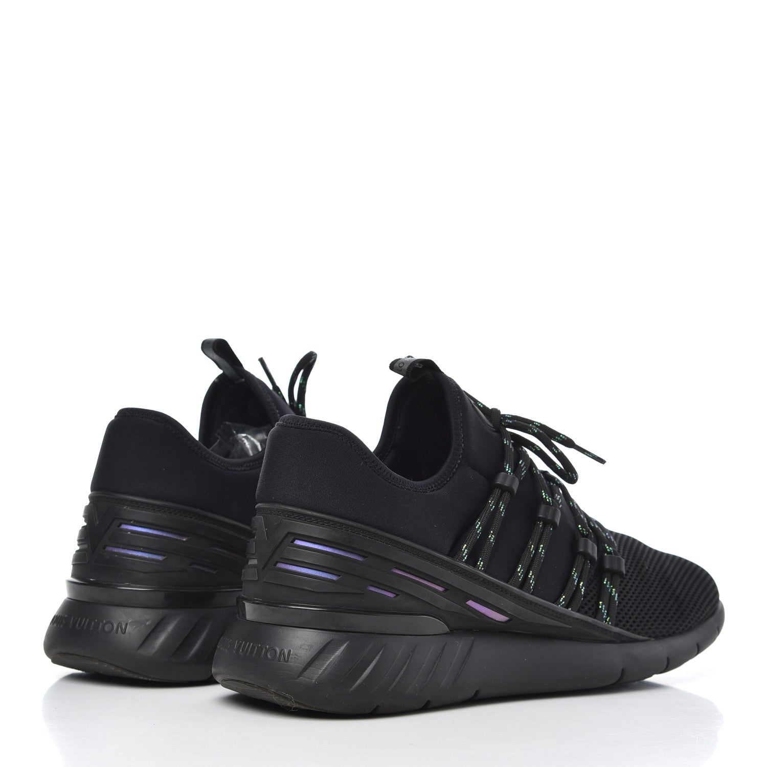 Louis Vuitton Neoprene Mesh Rubber Fastlane Low Sneakers 7.5 Black 4 of 15