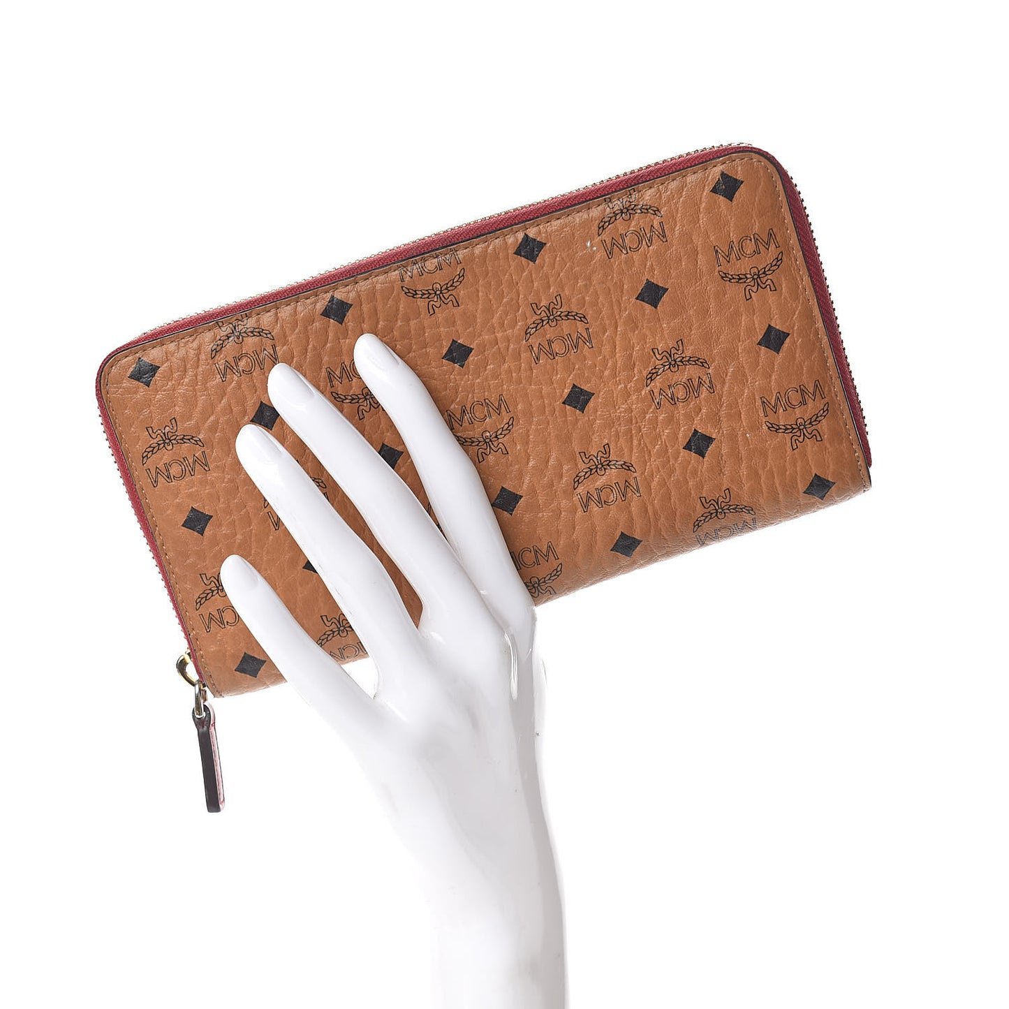 Visetos Large Zip Around Wallet Cognac Red
