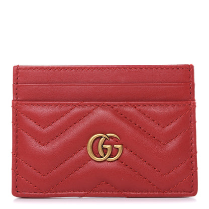 Gucci Calfskin Matelasse GG Marmont Card Holder Hibiscus Red 1 of 7