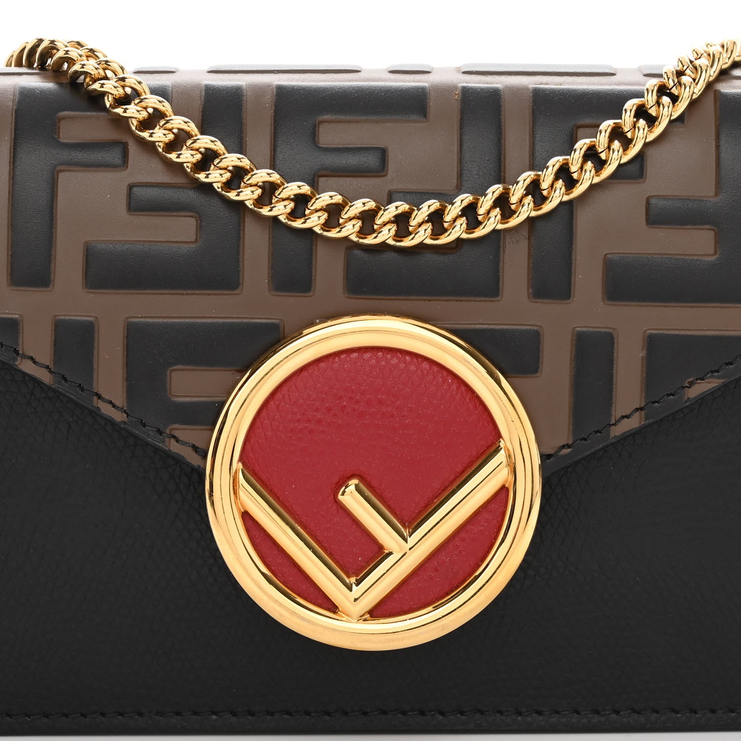 Fendi Vitello Liberty F is Fendi Bi-Color FF 1974 Embossed Envelope Belt Bag Maya Black 8 of 14