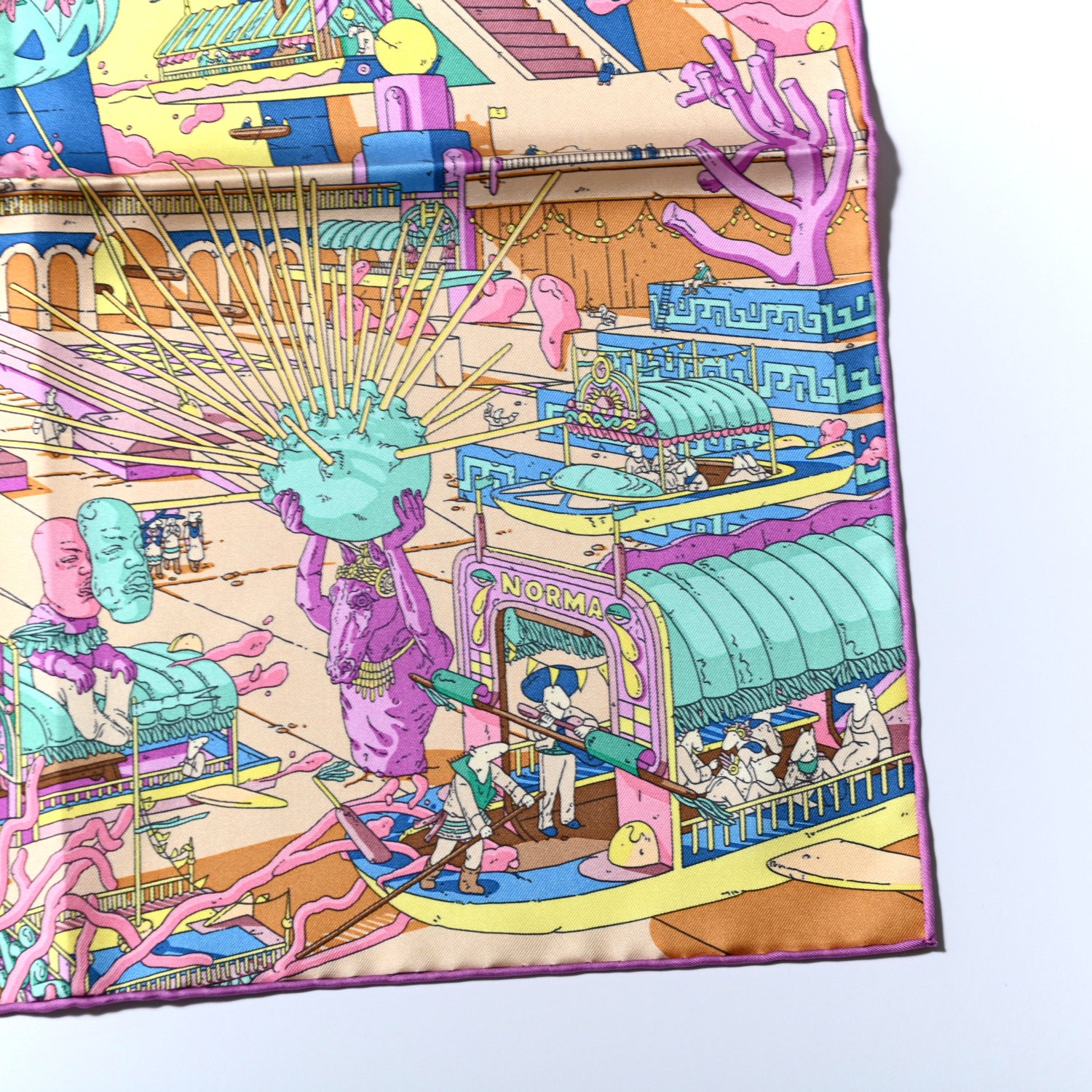 Hermes Silk La Legende Du Cheval A Plumes Scarf 90 5 of 6