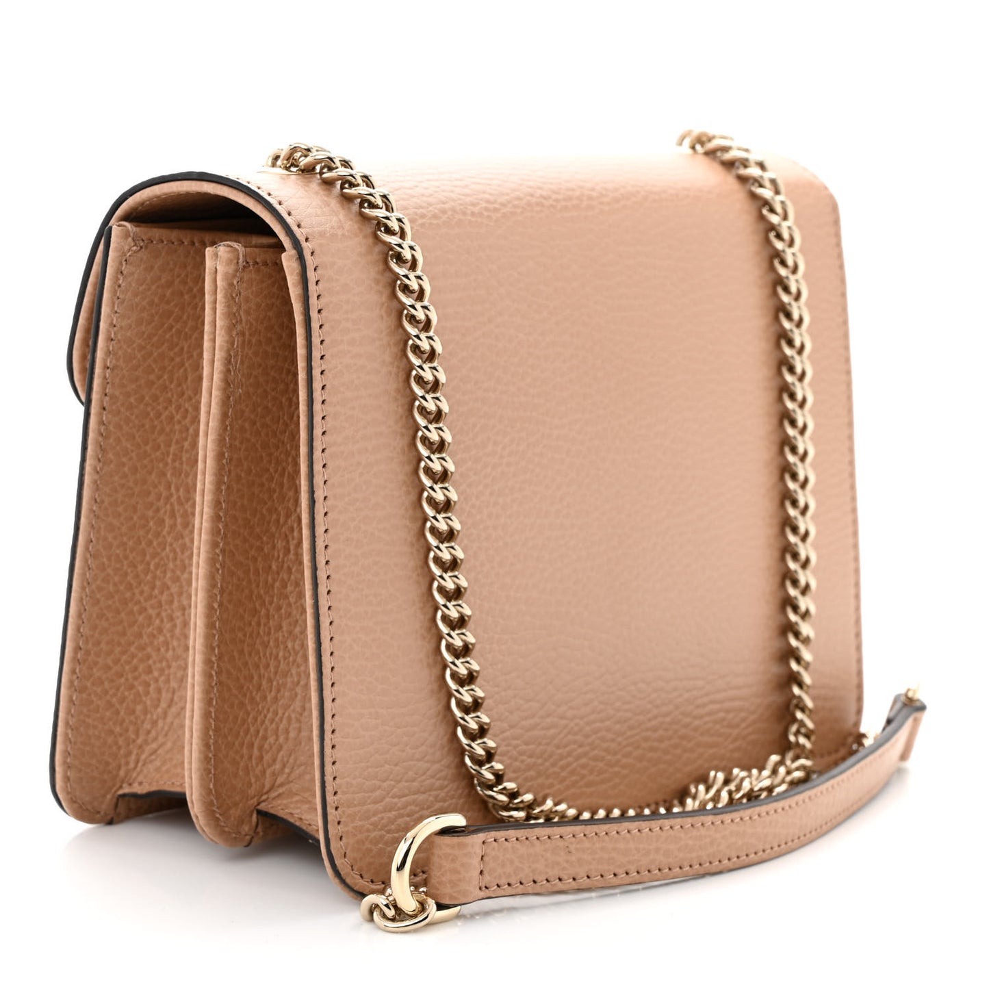 Dollar Calfskin Small Interlocking G Shoulder Bag Camelia