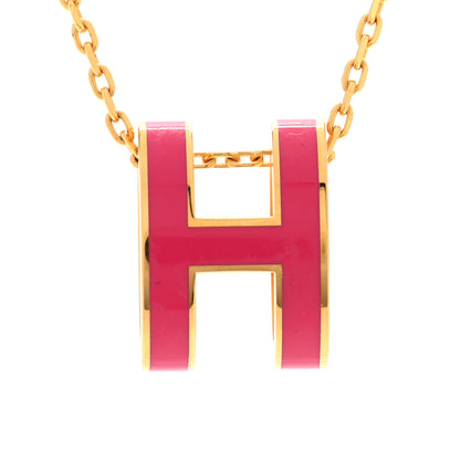 Hermes Lacquered Gold Pop H Pendant Necklace Rose Indien 4 of 7