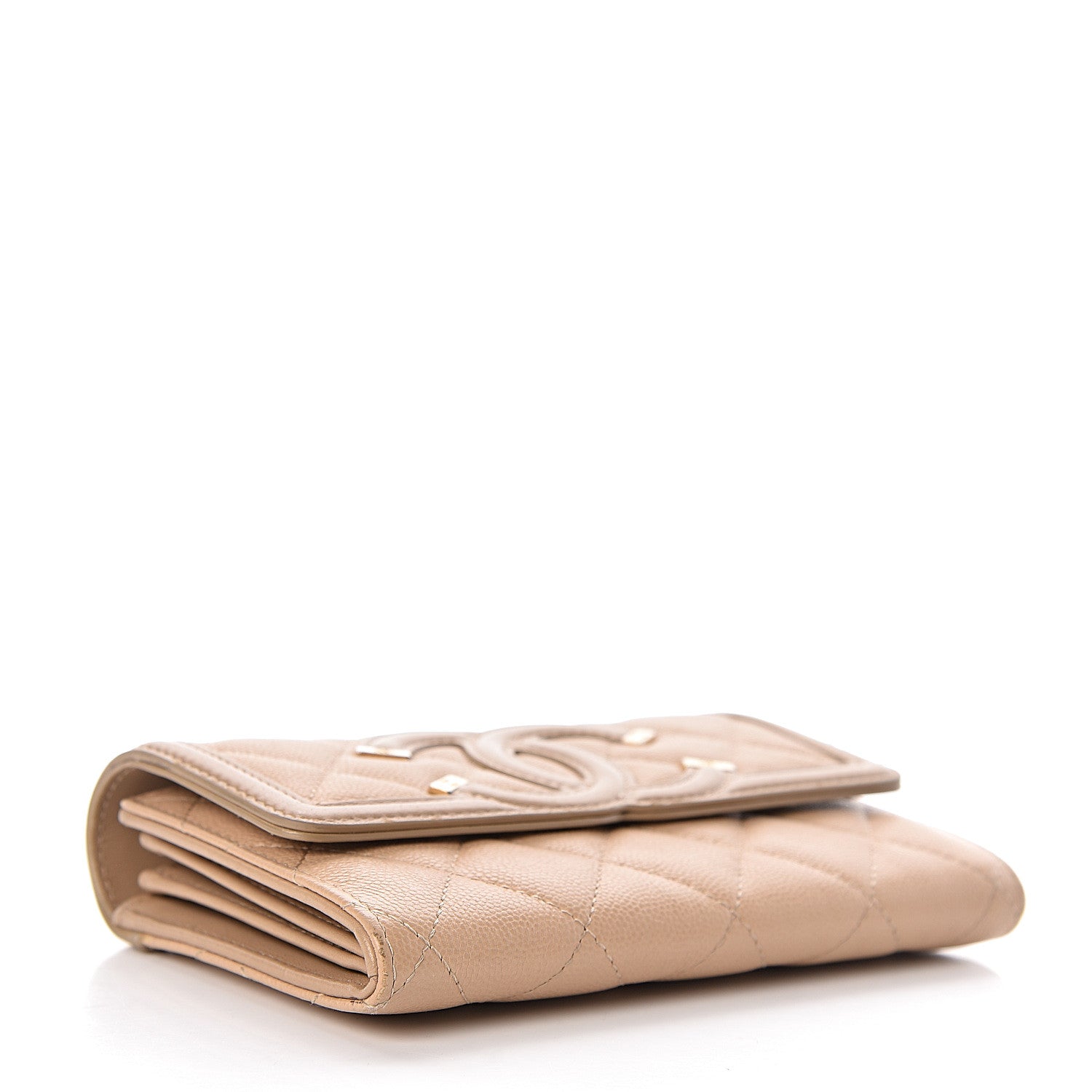 Chanel Caviar Quilted Medium Filigree Flap Wallet Beige 4 of 13