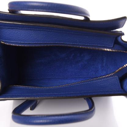 Celine Drummed Calfskin Nano Luggage Indigo 5 of 7
