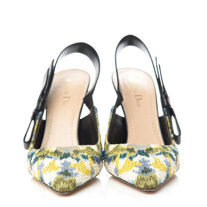 Christian Dior Lambskin Embroidered KaleiDiorscope Sweet-D Slingback Pumps 39 Dusty Jade 2 of 13