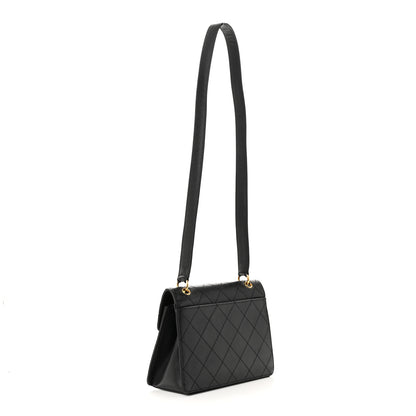 Chanel Caviar Diamond Stitched Square Flap Shoulder Bag Black 3 of 10