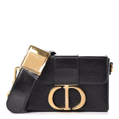 Christian Dior Crackled Lambskin 30 Montaigne Box Bag Black 1 of 11
