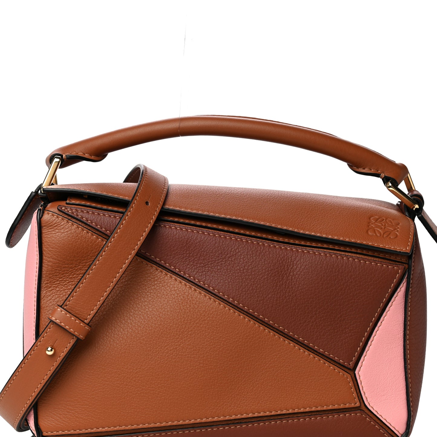 Calfskin Small Puzzle Bag Tan Medium Pink
