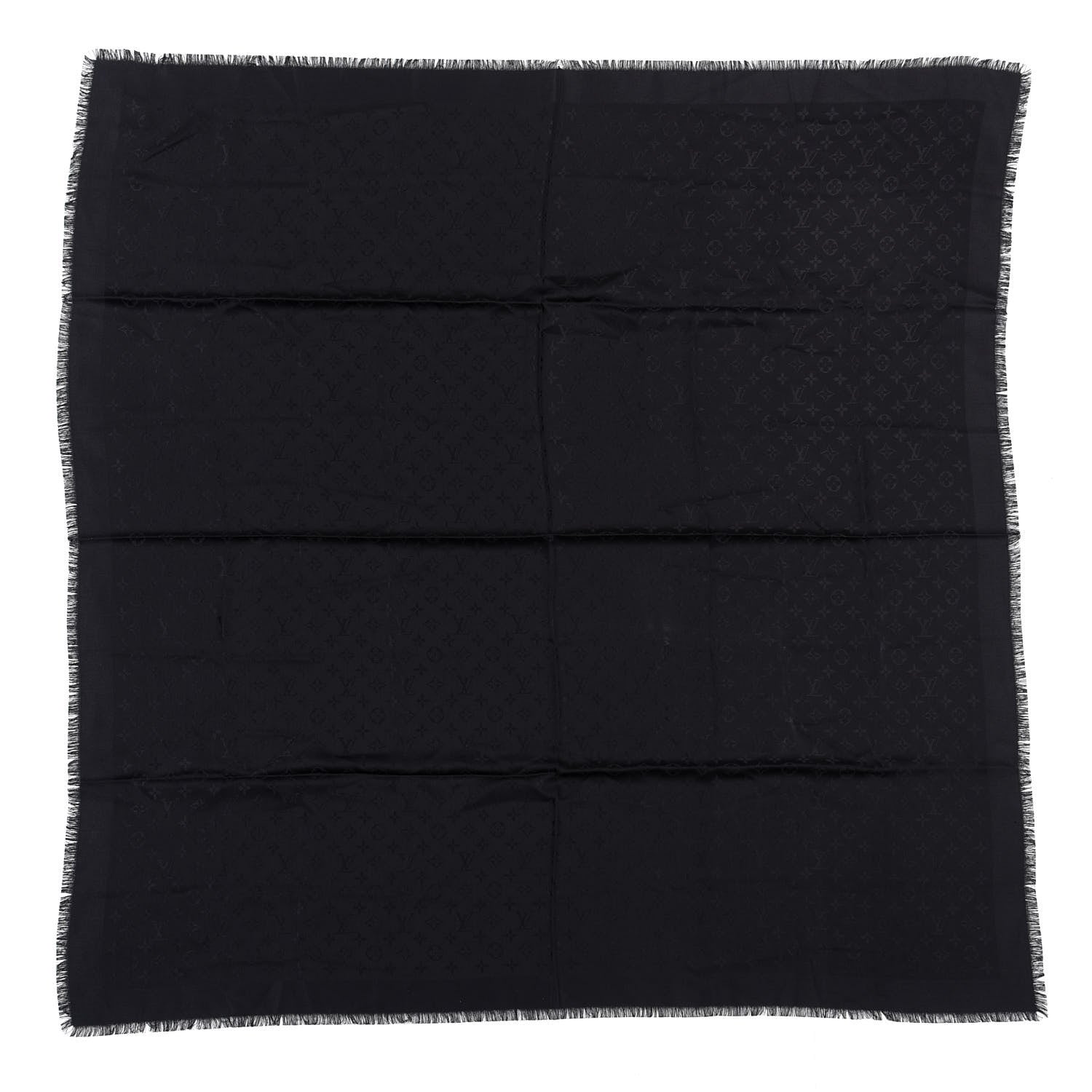 Louis Vuitton Silk Wool Monogram Shawl Black 1 of 3