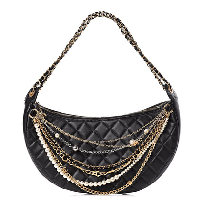 Chanel Lambskin Quilted All About Chains Hobo Black 1 of 11