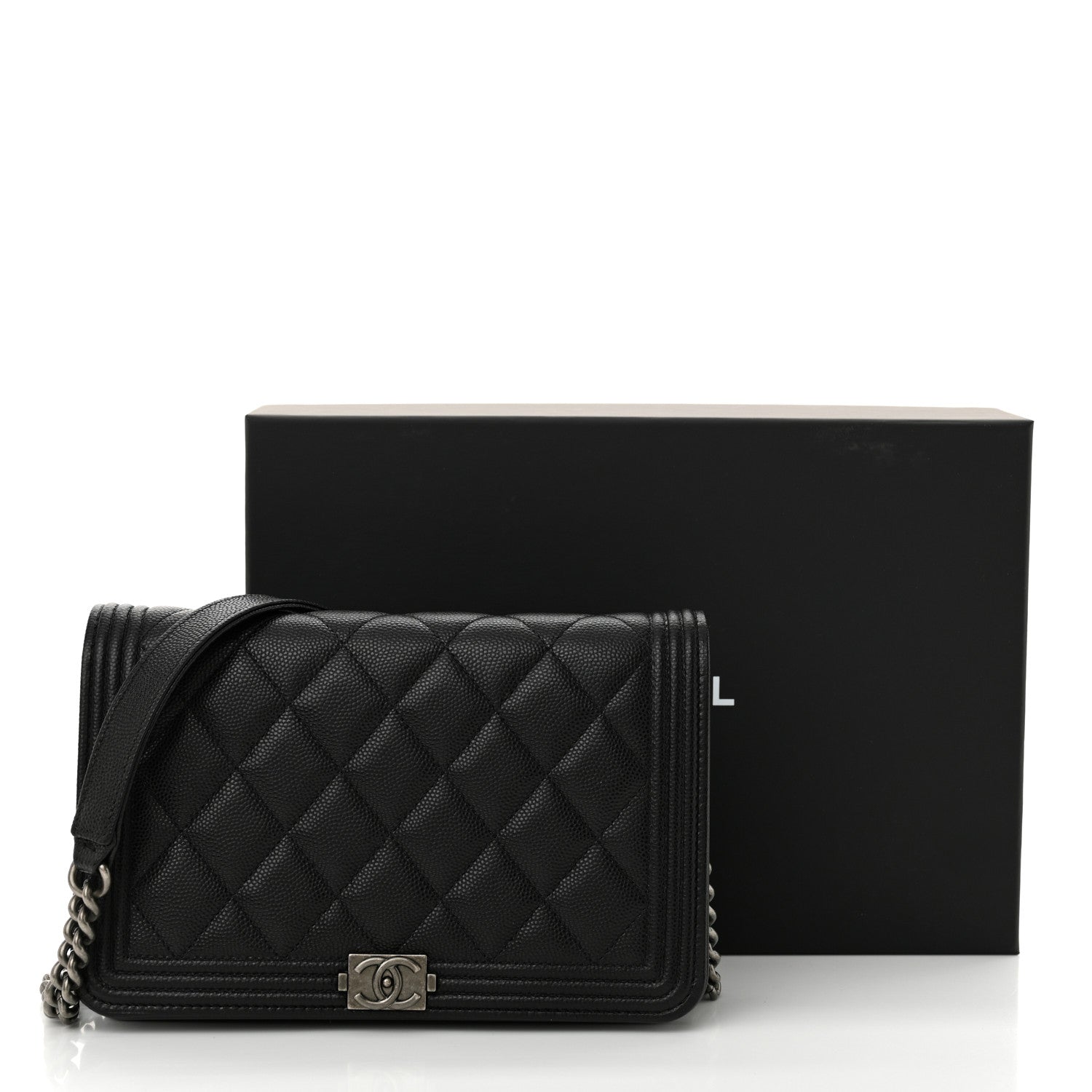 Chanel Caviar Quilted Boy Wallet On Chain WOC Black 13 of 13