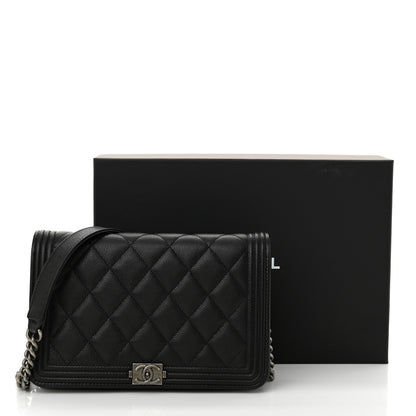 Chanel Caviar Quilted Boy Wallet On Chain WOC Black 13 of 13
