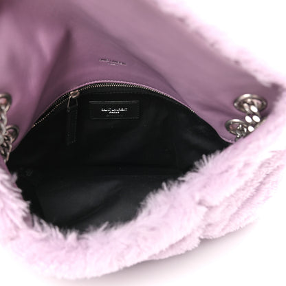 Saint Laurent Merino Shearling Lambskin Quilted Small Loulou Puffer Monogram Chain Satchel Lila 5 of 8