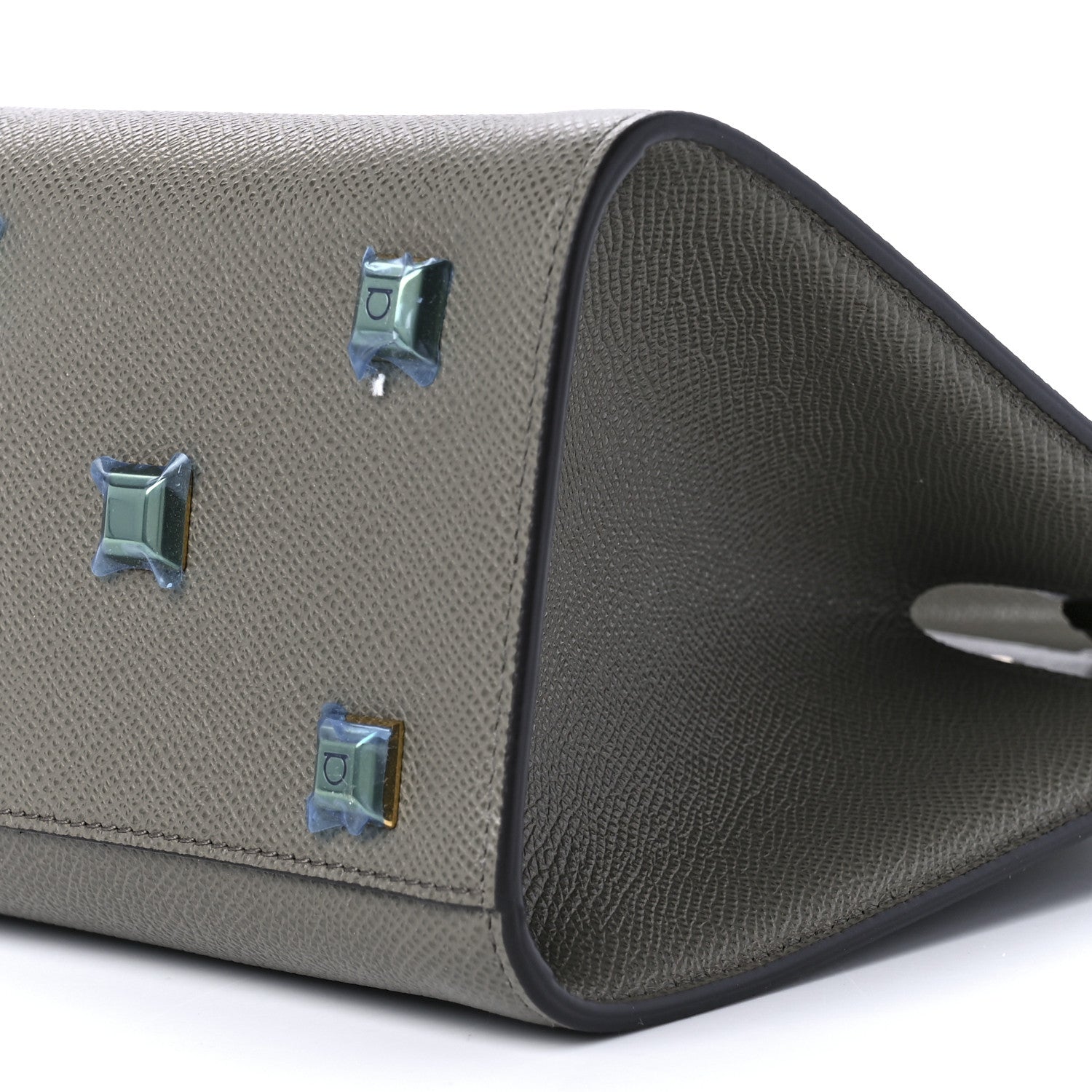 Salvatore Ferragamo Hammered Calfskin Small The Studio Box Bag Grey 9 of 9
