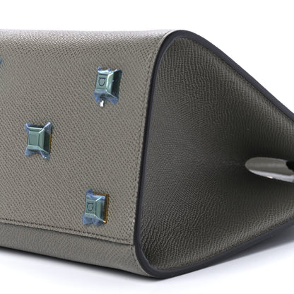 Salvatore Ferragamo Hammered Calfskin Small The Studio Box Bag Grey 9 of 9