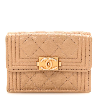 Chanel Caviar Quilted Small Boy Flap Wallet Beige 1 of 8