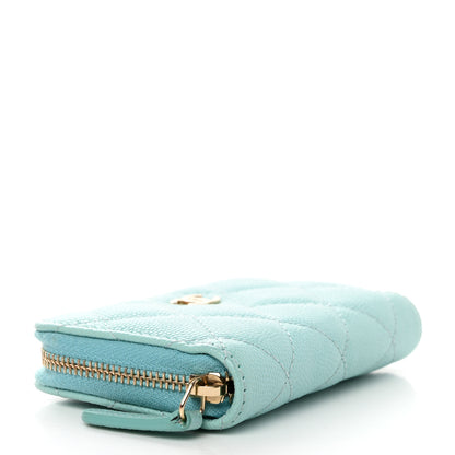 Chanel Caviar Quilted Zip Coin Purse Light Blue 4 of 7