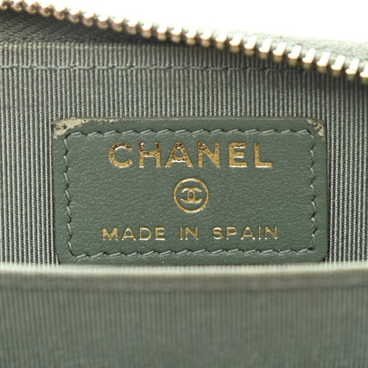 Chanel Iridescent Caviar Quilted Zip Coin Purse Green 6 of 11