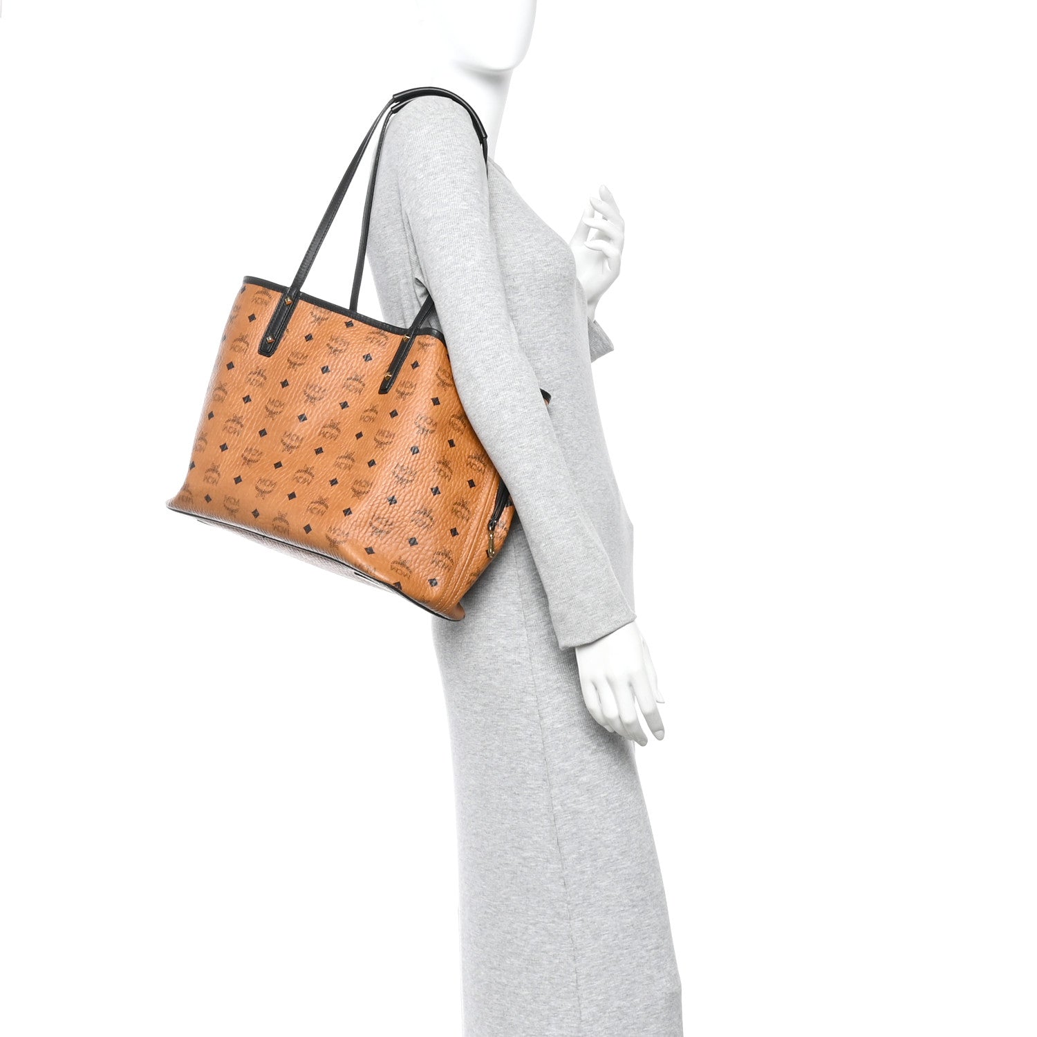 MCM Visetos Medium Project Reversible Shopper Tote Cognac 2 of 10
