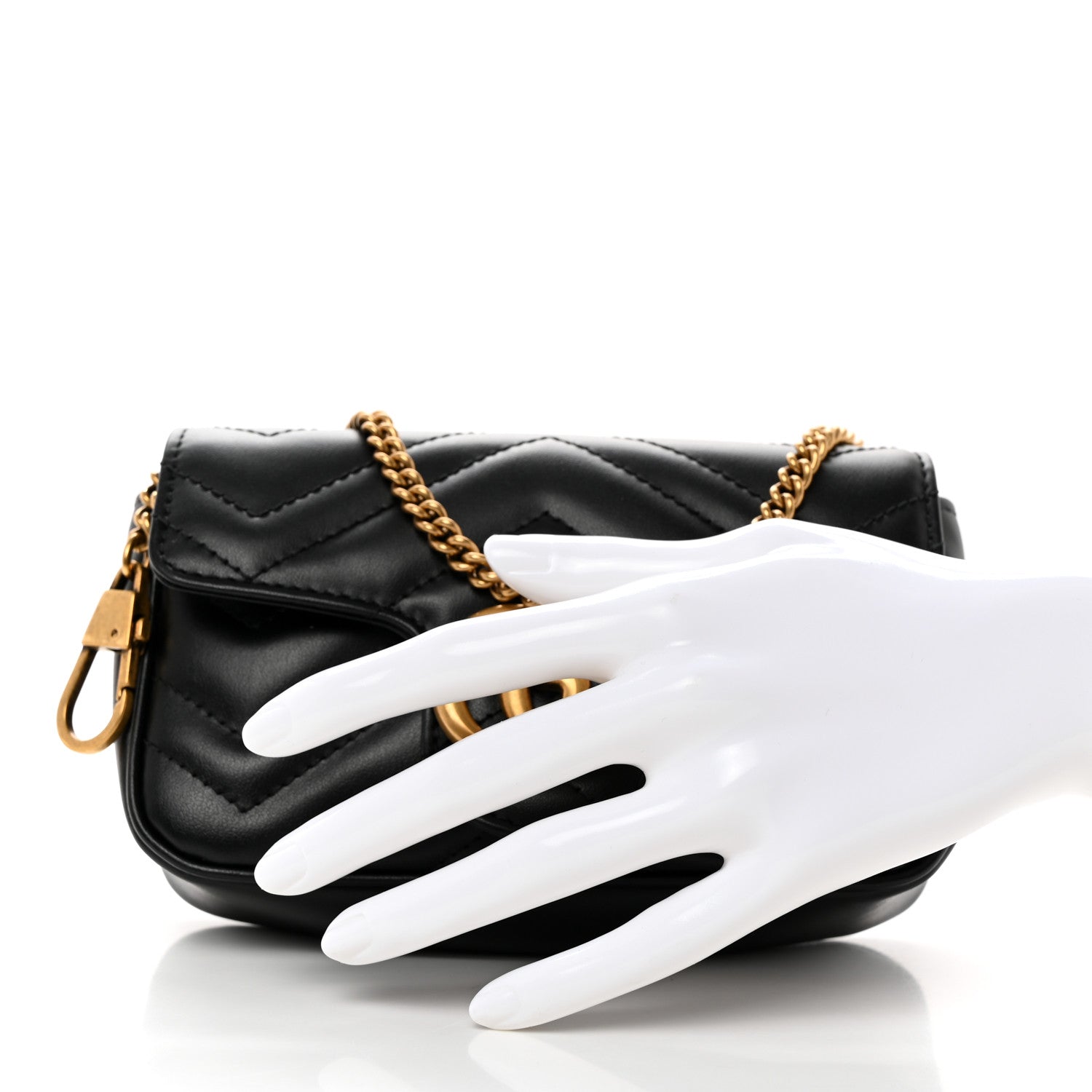 Gucci Calfskin Matelasse Super Mini GG Marmont Shoulder Bag Black 2 of 11