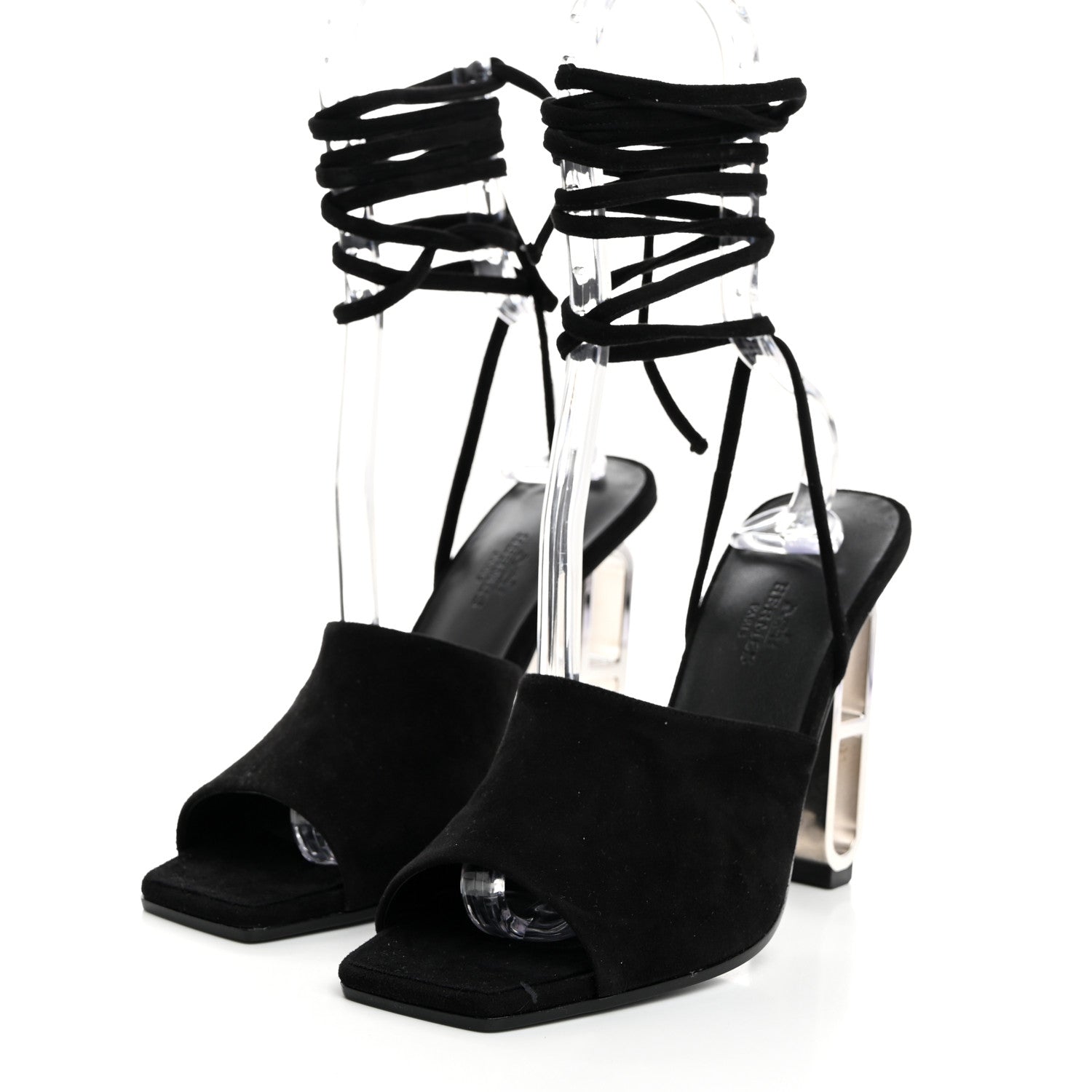 Hermes Chevre Velours Image 100 Sandals 38 Black 3 of 8
