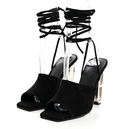 Hermes Chevre Velours Image 100 Sandals 38 Black 3 of 8