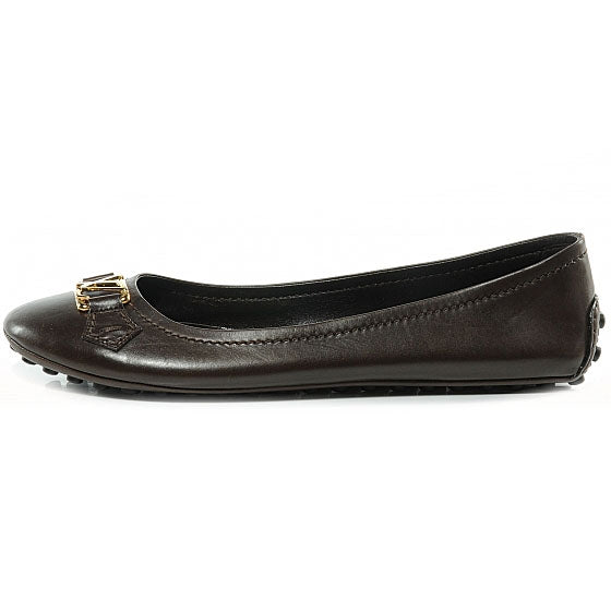 Leather Oxford Ballerina Flats Moka 39.5