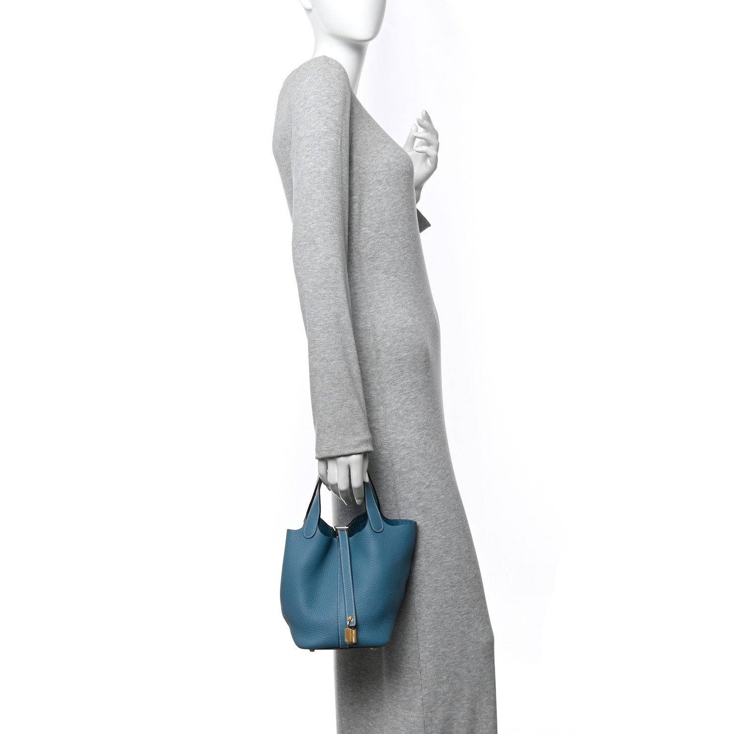 Hermes Taurillon Clemence Picotin Lock 18 PM New Blue Jean 2 of 10