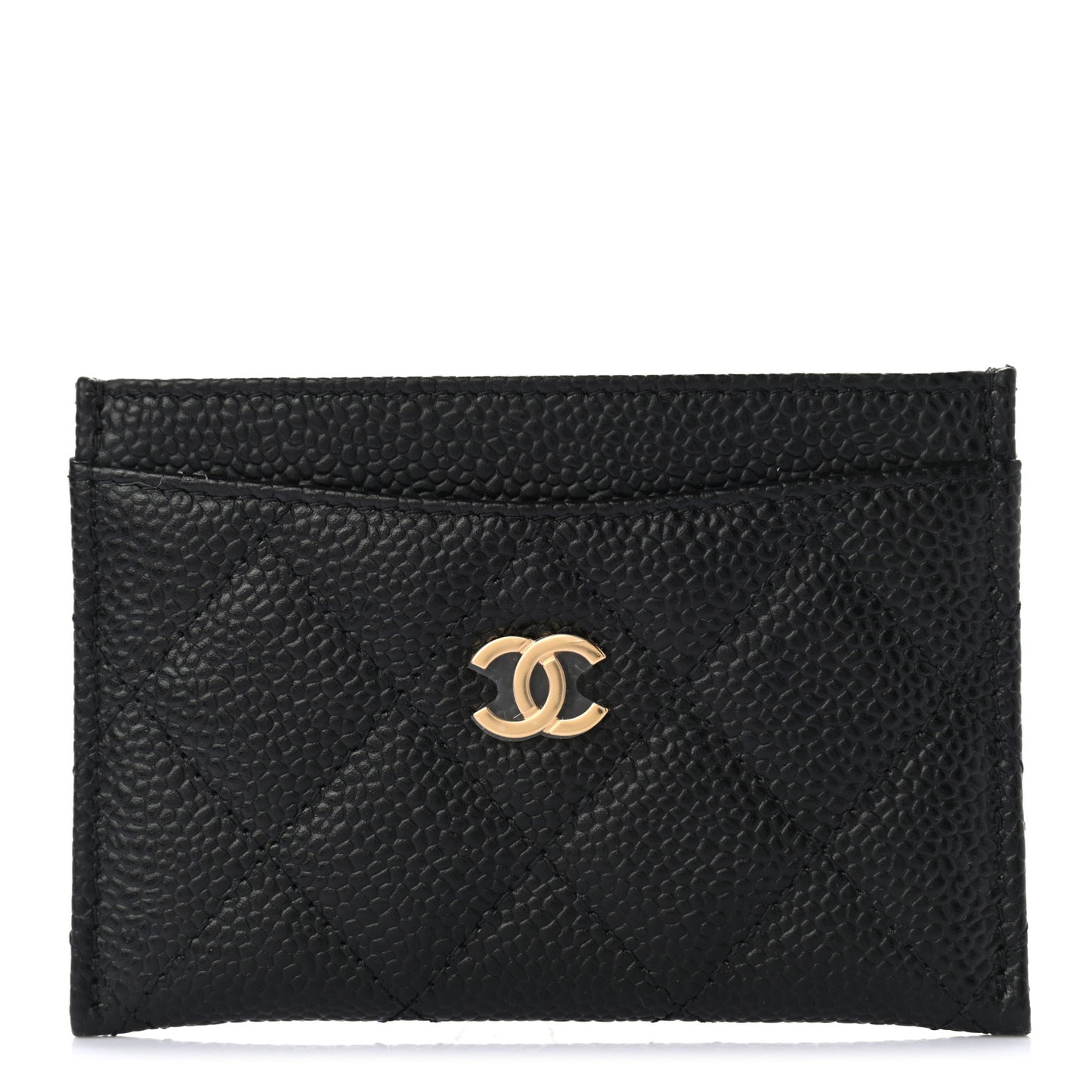 Caviar Quilted Card Holder Black