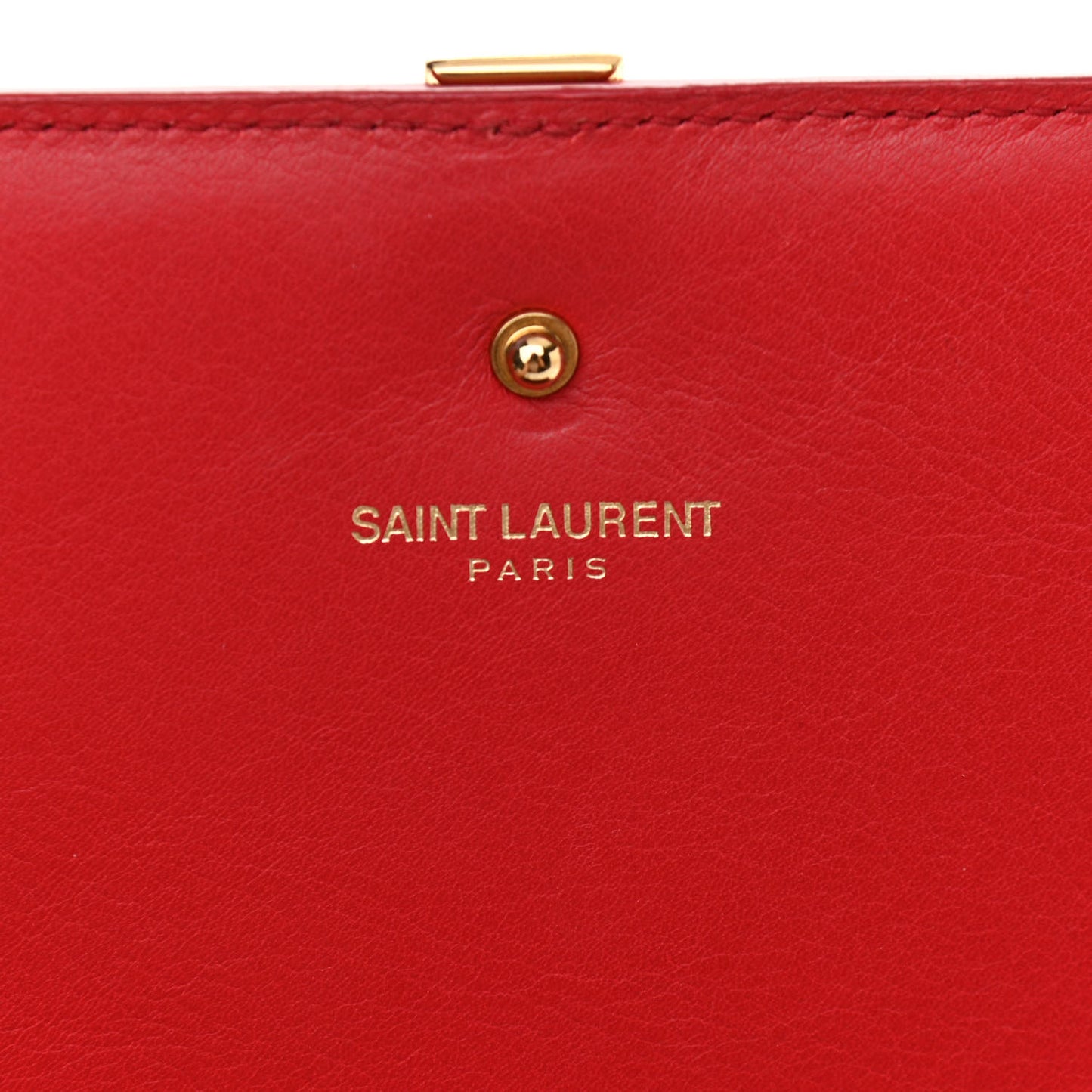 Calfskin Classic Y Ligne Chain Wallet Vermillion