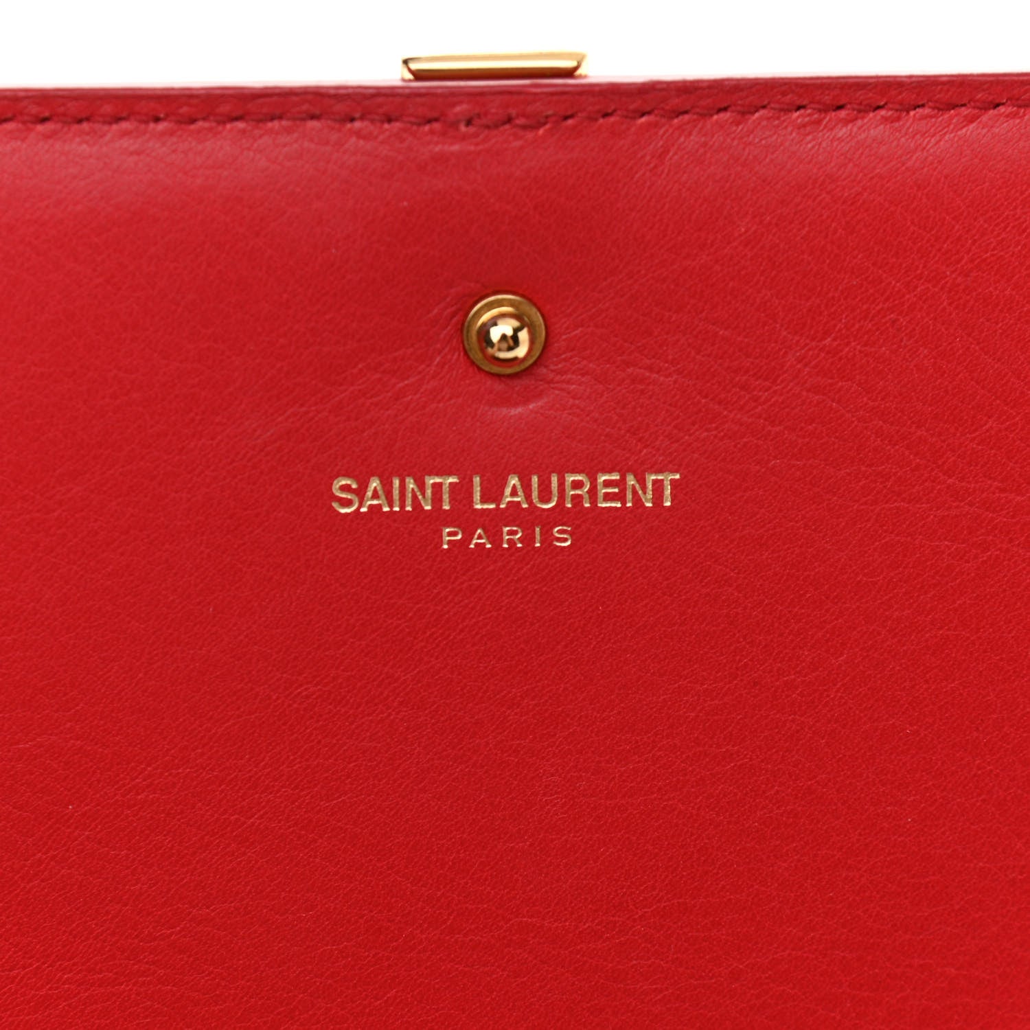 Saint Laurent Calfskin Classic Y Ligne Chain Wallet Vermillion 6 of 13