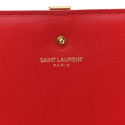 Saint Laurent Calfskin Classic Y Ligne Chain Wallet Vermillion 6 of 13